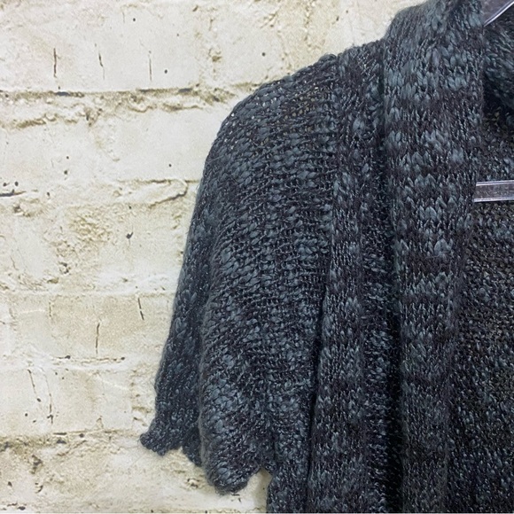 Decree Black Gray Knit Open Front Waterfall Cardigan Sweater - Picture 2 of 6